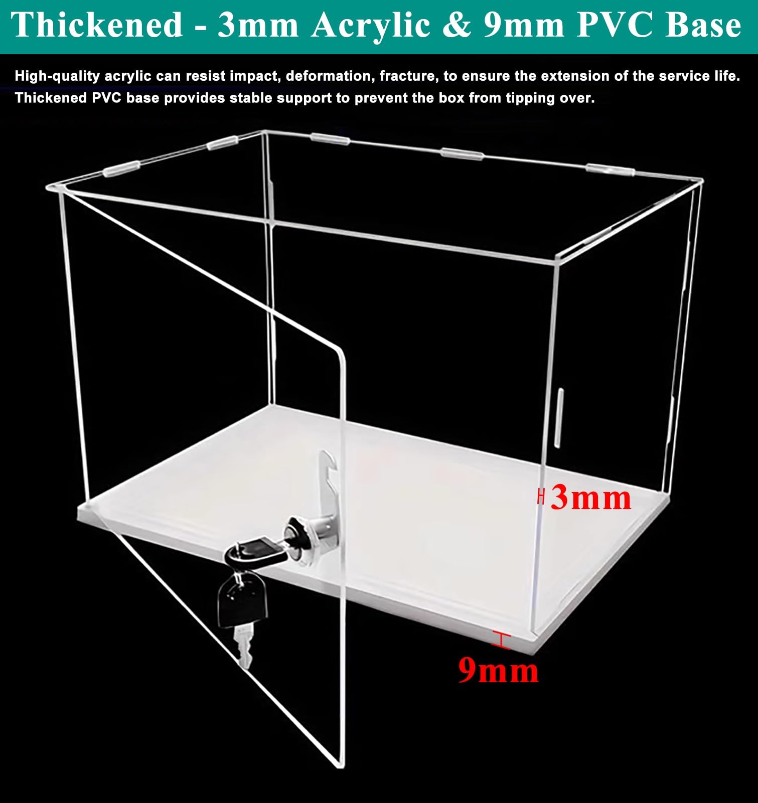 Vitrina Expositora Vitrina Transparente de Acrílico con Cerradura & Llaves, Contenedores de Almacenamiento Antipolvo para Artículos de Colección(45x45x45cm/18x18x18in)