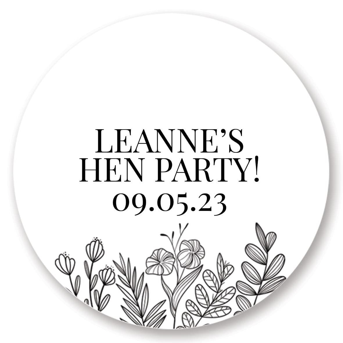 Personalised Floral Hen Party Favour Stickers/Labels (37mm (35 per Sheet), Hen Party, White)