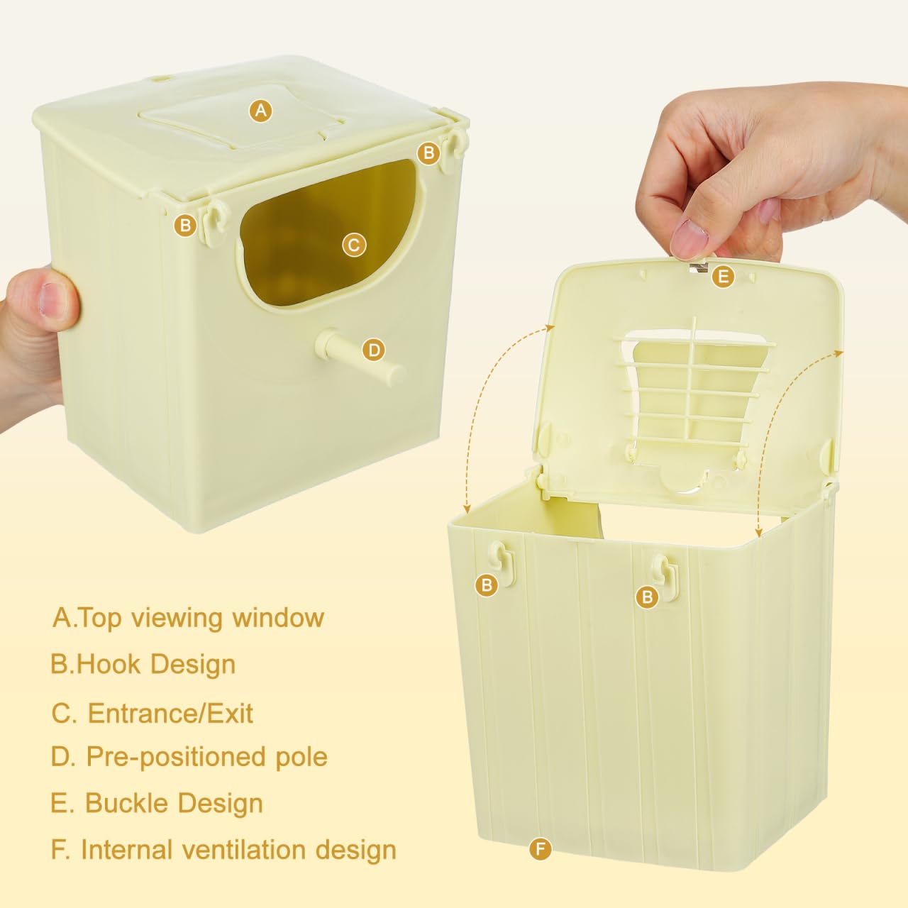 Zerodeko 4 Stück Vogel-Nistkasten, Kunststoff, Sittiche, Nistkasten, zum Aufhängen, Vogelzuchtkäfig, montierter Inkubationskasten, kleine Tierhütte, für Finken, Eichhörnchen, Papageien, Wellensittiche