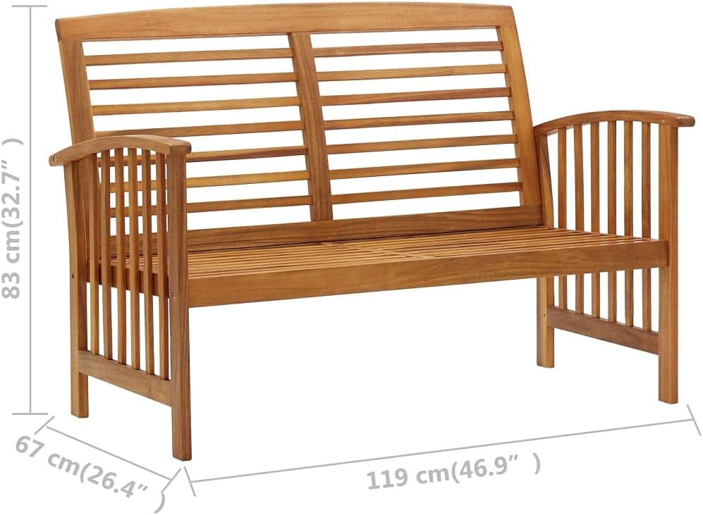 Patio Bench,Front Porch Furniture,Balcony Furniture,Garden Benches for Outdoors,for Patio, Porch, Backyard, 46.9" Solid Acacia Wood