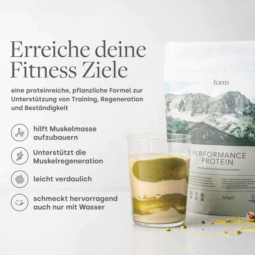 Form Performance Veganes Proteinpulver, Komplettes Aminosäurenprofil mit BCAAs und Verdauungsenzymen, Perfektes Post-Workout, Schmeckt hervorragend mit Wasser, 520 Gramm (Schoko-Haselnuss)