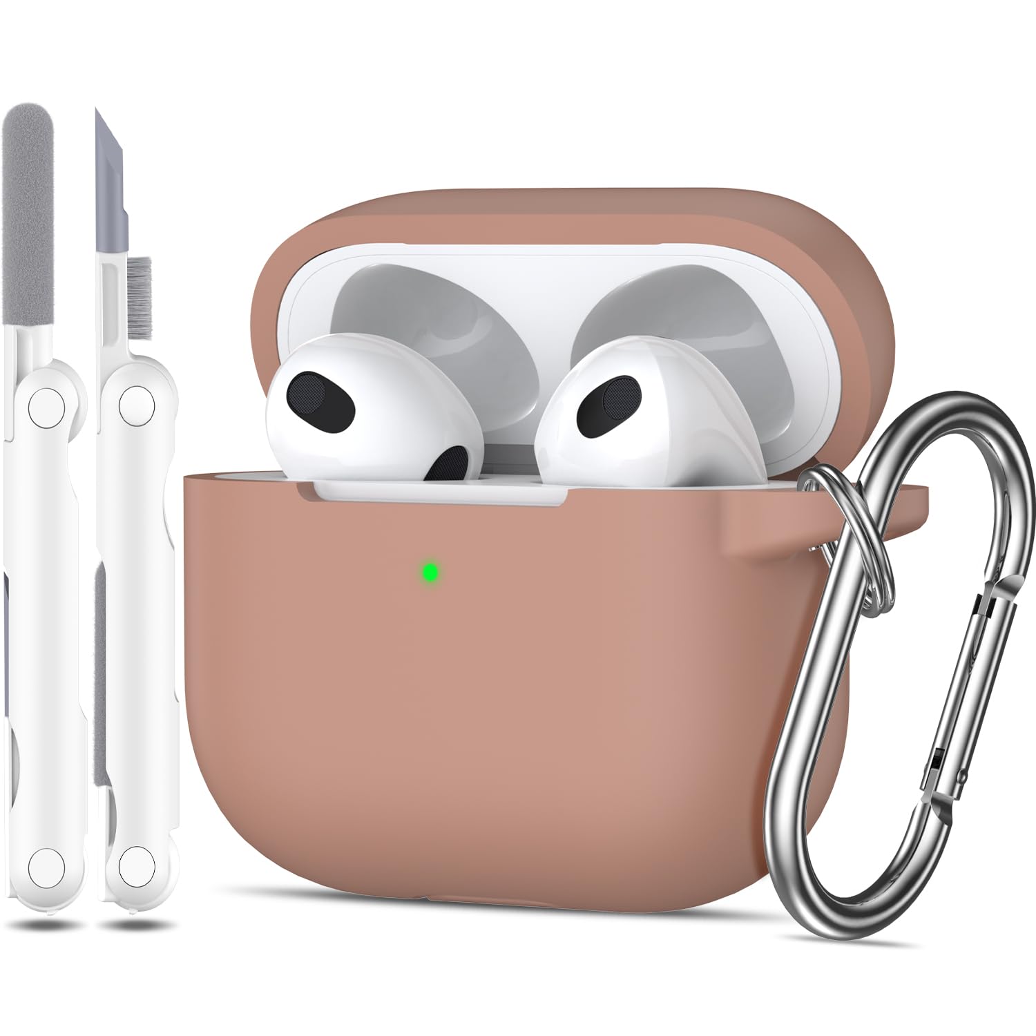 TSV Case For AirPods 3rd Generation, Protective Cover Skin With Carabiner, LED Visible, 2021 Shockproof Case