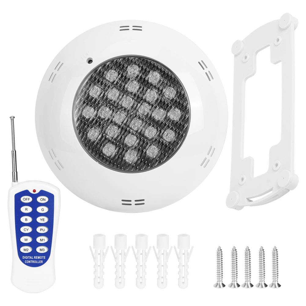 YWBL-WH Poolleuchte, 24 LED Unterwasserlicht AC12V 24W mit Fernbedienung,