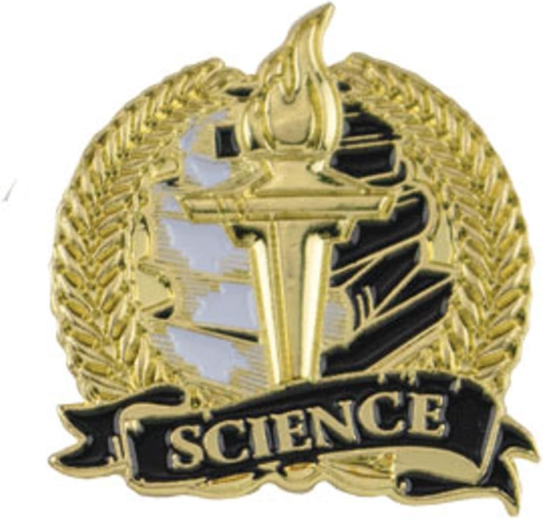 Academic Lapel Pins: Math, Science, Honor Roll – Bright Gold – Colored School Pins for All Students - Clutch Backs