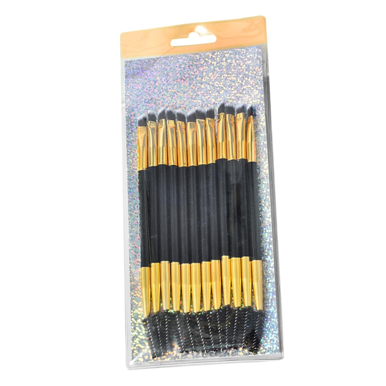 BELLIFFY Dual Purpose Eyebrow Comb Mascara Brush 12pcs Makeup Brush Set for Salon Home Use Golden