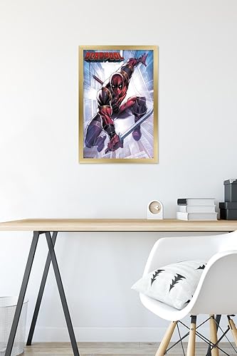 Miniatura 61 de Trends International Marvel Comics Deadpool - Póster de pared de ataque, 22.375 x 34 pulgadas, versión enmarcada en negro Versión enmarcada Barnwood
