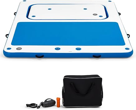 10x8 Floating Dock, Inflatable Dock, Inflatable Island Platform with 3mm EVA Mat, High-Performance Mesh, Quick Inflation, Inflate/Deflate in 1 Min, Fits 10, Ideal for Lakes, Pools, Oceans