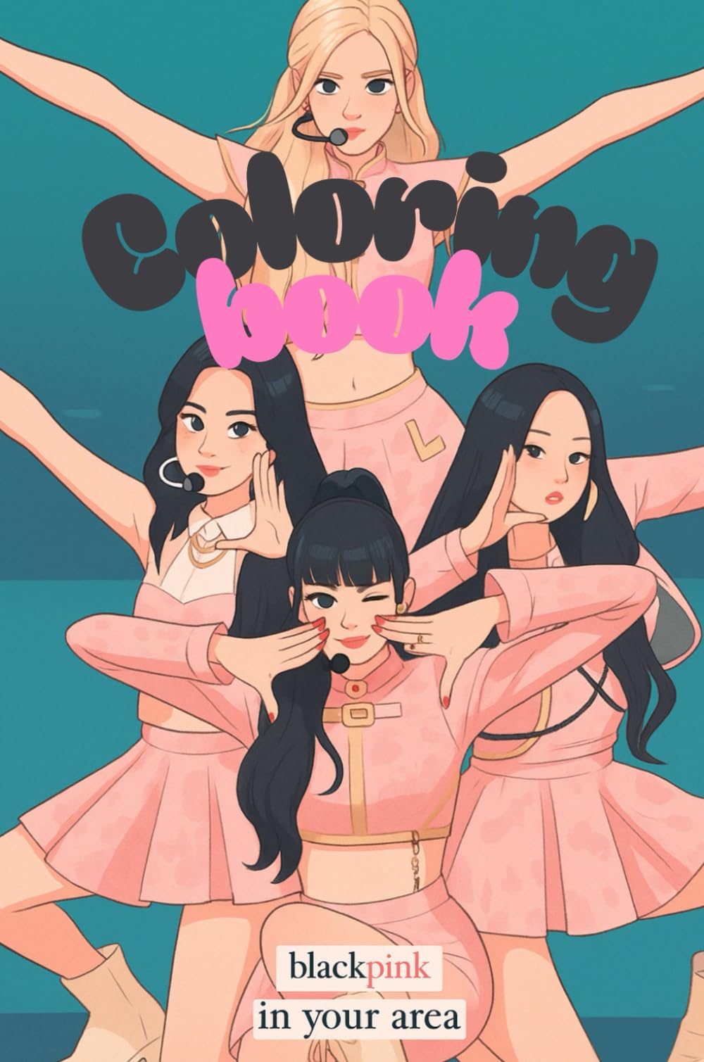 Black pink Coloring book: Beautiful & simple black and white illustrations