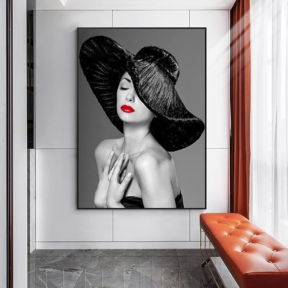 Black White Art Red Lips Sexy Beauty Canvas Paintings Posters Prints Wall Pictures Bedroom Living Room Home Decor(D,30x40 cm No Frame)