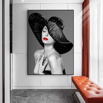 Black White Art Red Lips Sexy Beauty Canvas Paintings Posters Prints Wall Pictures Bedroom Living Room Home Decor(D,30x40 cm No Frame)