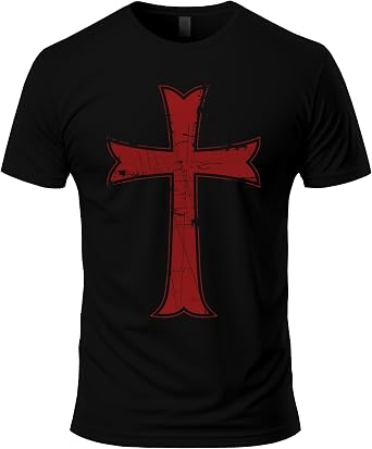 Crusader Cross Templar T-Shirt - Ring-Spun Cotton Short Sleeve Tee for Men