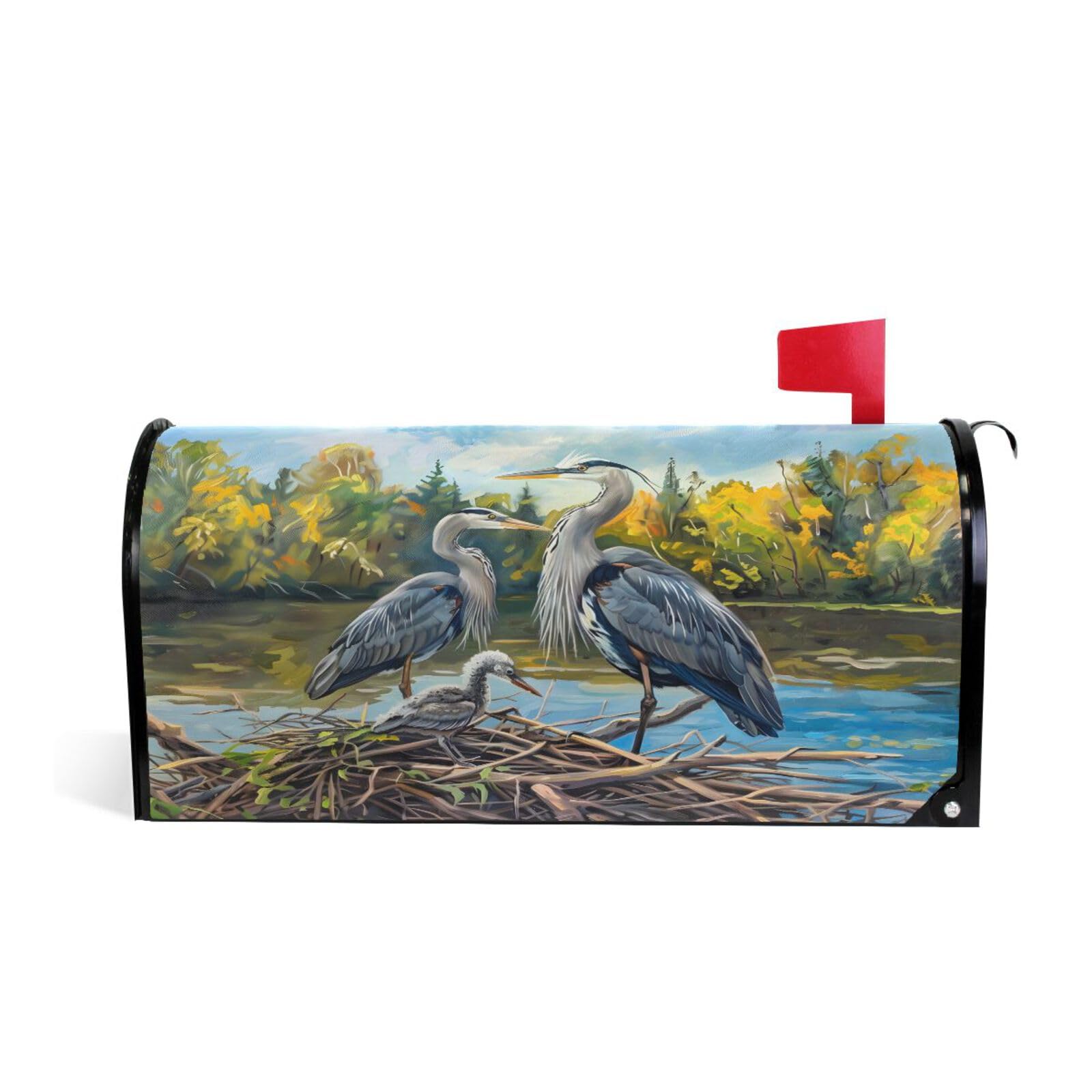 ALAZA Blue Herons Magnetic Mailbox Cover MailWraps Garden Yard Home Decor for Outside Standard Size-18