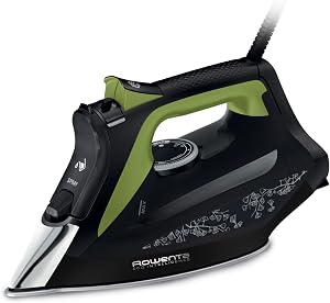 Rowenta DW6330D1 Eco Intelligence Ferro a Vapore, Distribuzione Ottimale del Vapore, 2700 W di Potenza, Tempo di Riscaldmento Rapido, 1 l, Nero/Verde