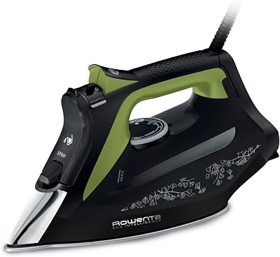 Rowenta DW6330D1 Eco Intelligence Ferro a Vapore, Distribuzione Ottimale del Vapore, 2700 W di Potenza, Tempo di Riscaldmento Rapido, 1 l, Nero/Verde