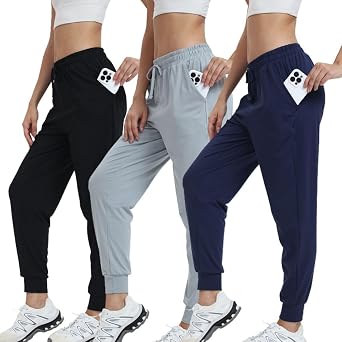 3-Pack Sweatpants Jogging Pants Women Long Training Pants Fitness High Waist Sports Yoga Leisure Leisure Pants with Pockets