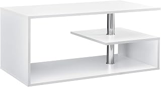 [a.casa] Modern coffee table with shelf, 90 x 50 cm, table, side table, living room table, coffee table, furniture, white