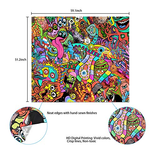 Lyacmy Psychedelic Tapestry Abstract Monster Tapestry Hippie Tapestry Fantasy Eyes Tapestry Arabesque Tapestry Trippy Tapestry Wall Hanging For Room (51.2 X 59.1 Inches) #TOP5