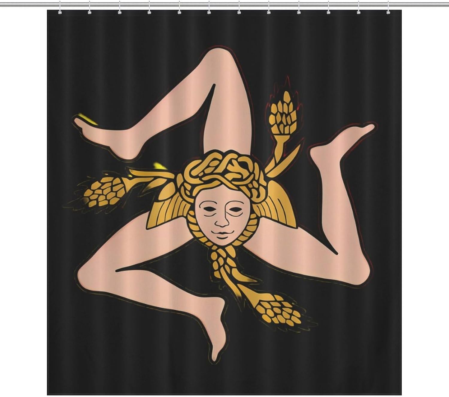 Sicilian Flag Funny Shower Curtains Washable Bath Curtain Liner with Hooks for Bathroom Bath Tubs