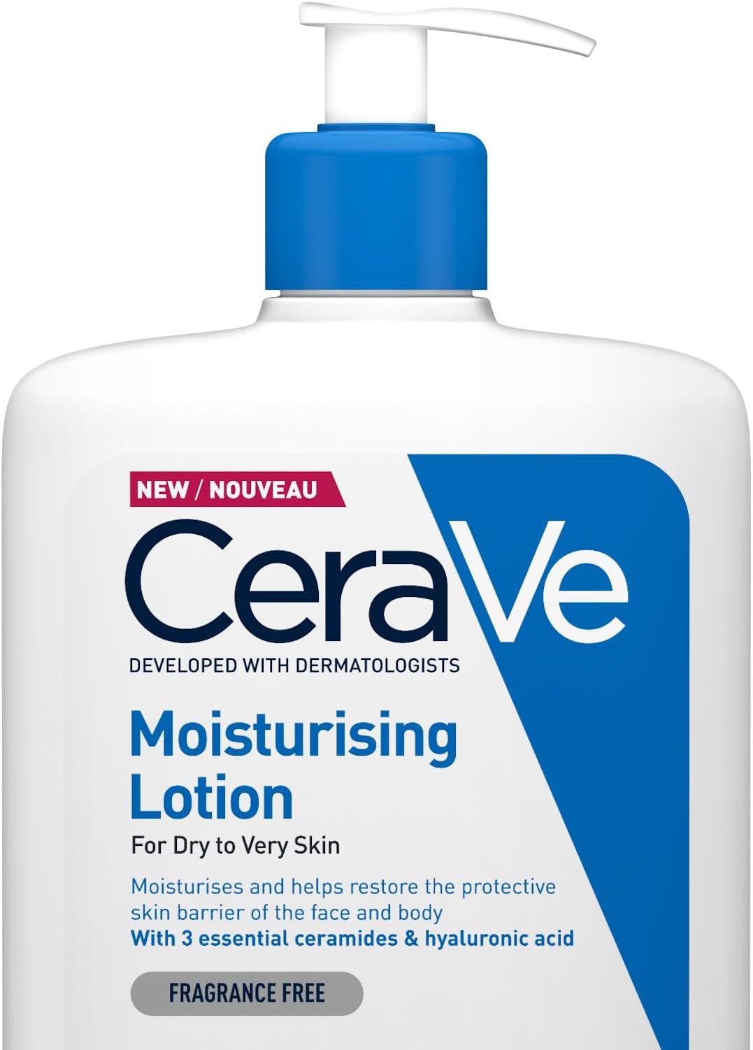 Moisturising Lotion, With 3 Essential Ceramides and Hyaluronic Acid, Lightweight Hydration for Dry to Very Dry Skin, Face & Body Lotion, Fast Absorbing, Dermatologist Developed, 1 Litre