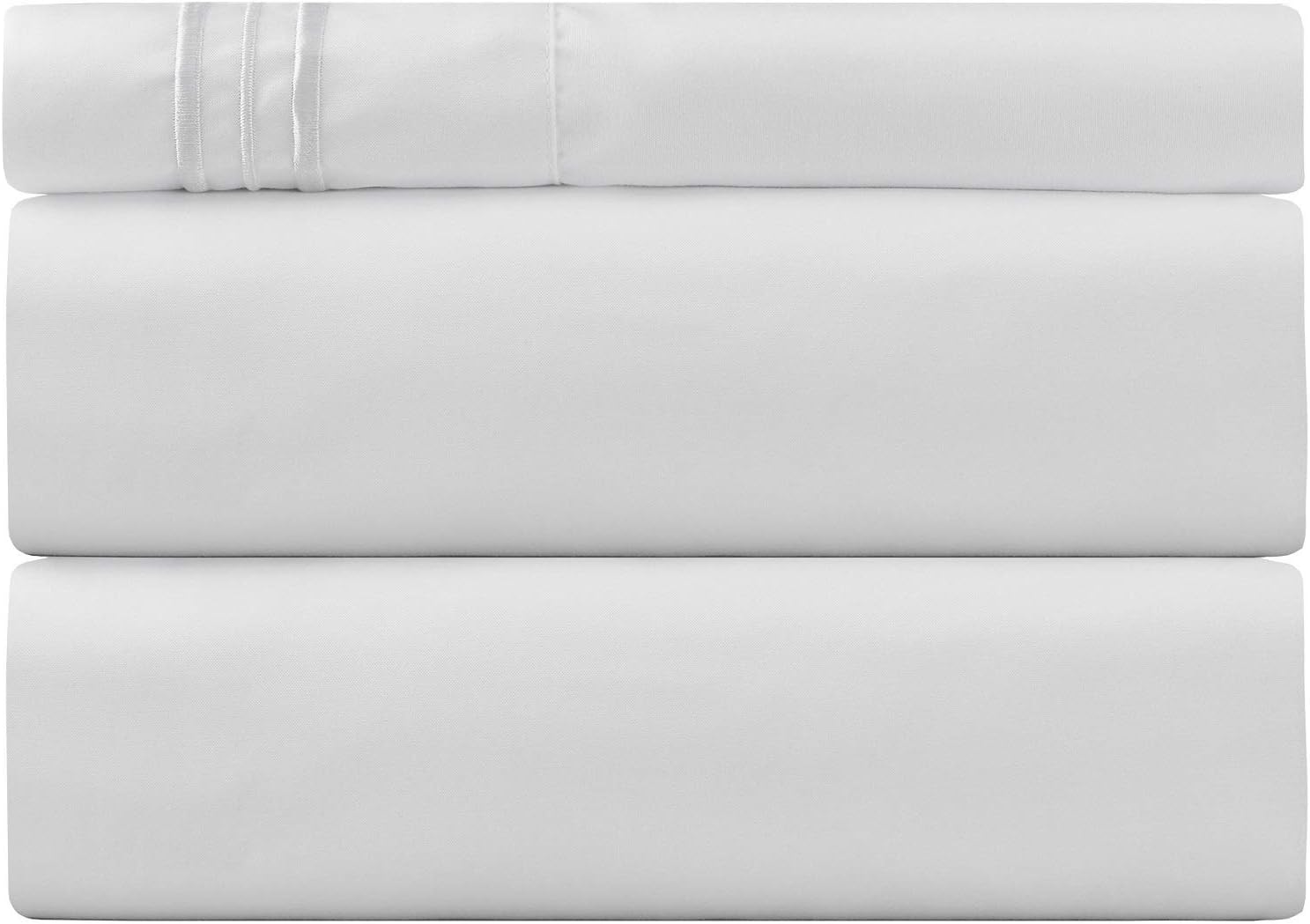Twin XL Sheet Sets - 1 White Pillow Case, Flat and Deep Pocket Fitted Sheet - Extra Soft Breathable White Sheets - Cooling Twin XL Sheets - Bedding Set - Fade Resistant (Twin XL, White)