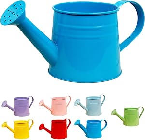 Small Metal Watering Can for Indoor & Outdoor Plants – 1L Sprinkling Can, 4.7 x 4.3 Inch, Vintage-Style Flower Garden Watering Pot, Potted Plants & Lawn Care(Blue)