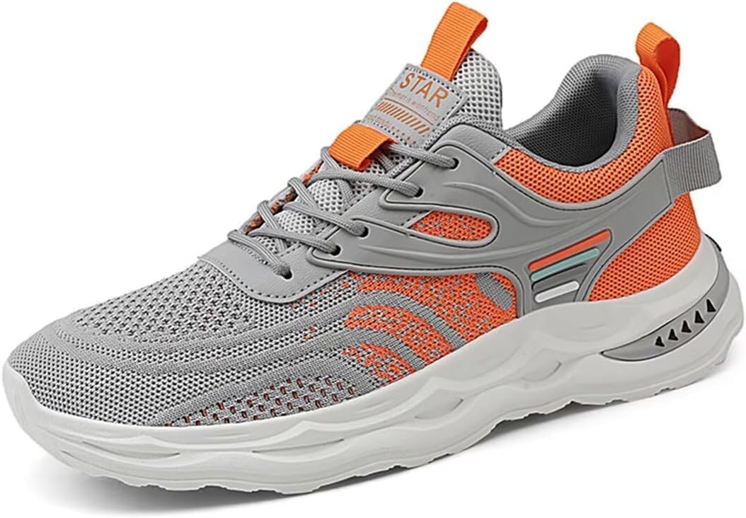 GSLMOLN Men’s Walking Shoes Stylish Breathable Durable Sneakers Non Slip Sole for Jogging Fitness Lightweight Breathable Casual Sporty Design with Stripes Plaid All-Season Wear