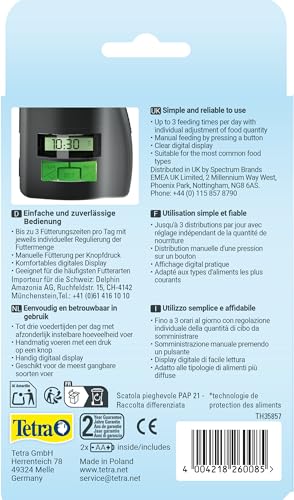 Tetra myFeeder Futterautomat für Zierfische im Aquarium, anthrazit, inklusive Batterien