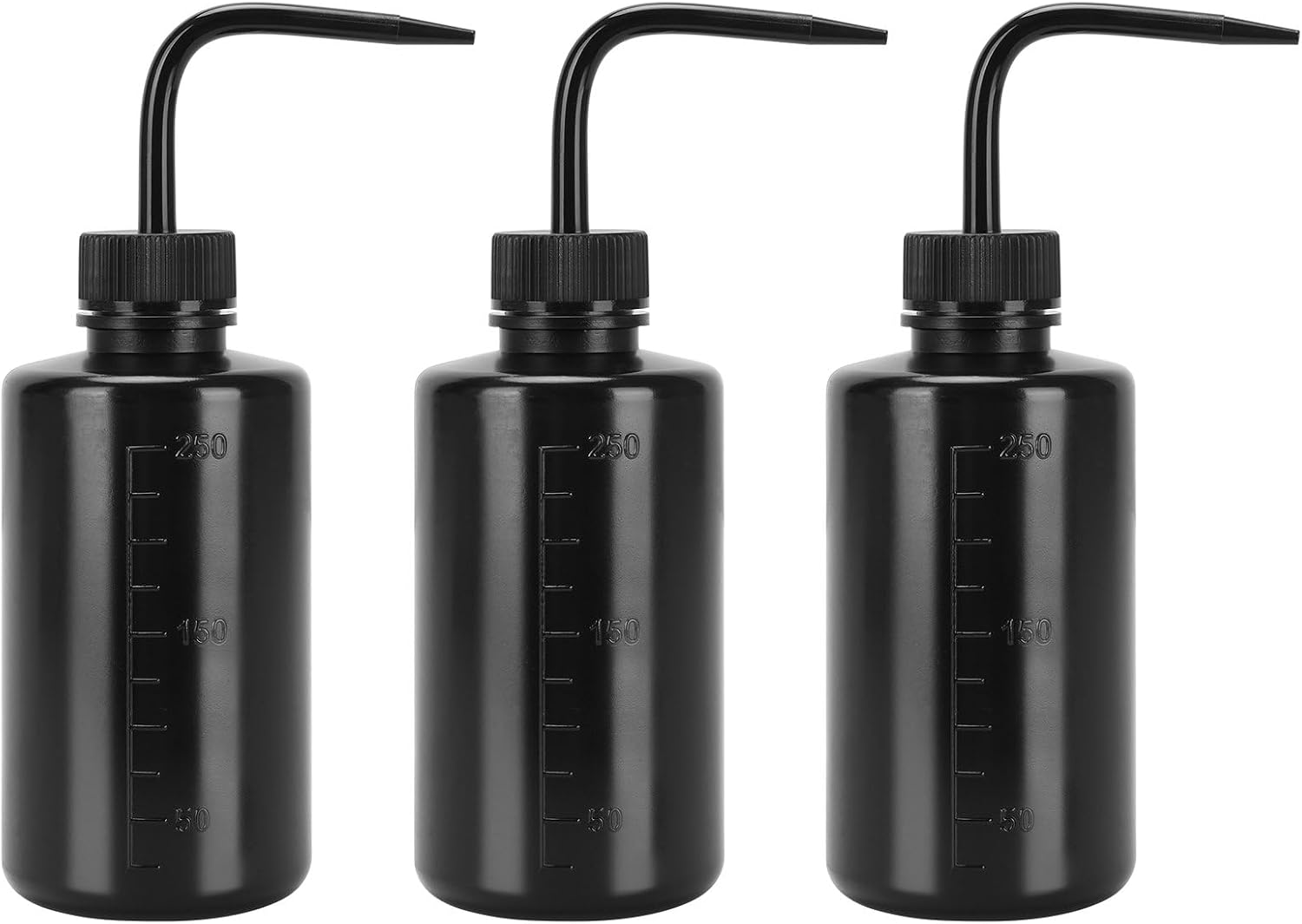 Labasics Black Wash Bottles with Narrow Mouth, Squeeze Rinse Bottle, for Laboratory Fluid Storage and Dispensing, 3 Pack, 250 ml (8 oz)