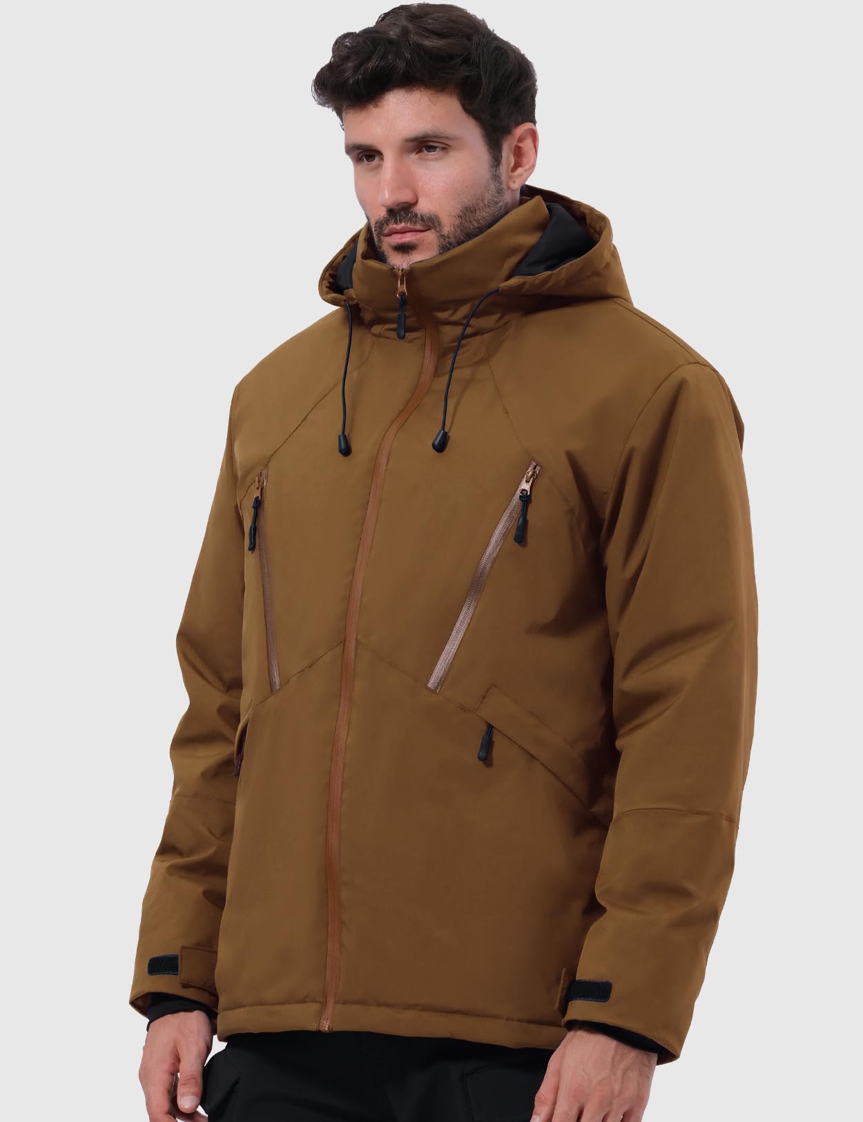 GEMYSE Veste de Ski pour Homme Manteau d’Hiver Imperméable et Coupe-Vent avec Capuche et Multi-Poches Chaud pour Neige et Montagne