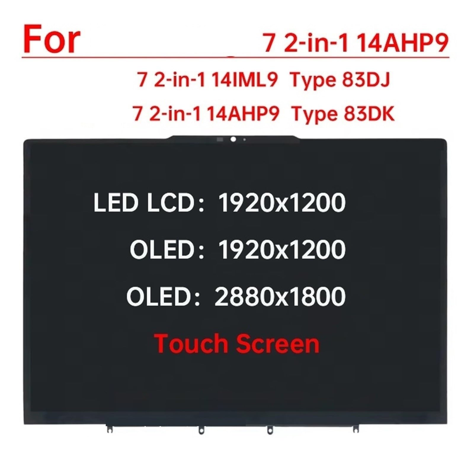 14-Zoll-Touchscreen, Kompatibel For Lenovo, For Yoga 7 2-in-1 14IML9 7 2-in-1 14AHP9 LCD-Display-Digitizer + Austausch Der Rahmenbaugruppe(OLED 2880x1800,7 2-in-1 14AHP9)
