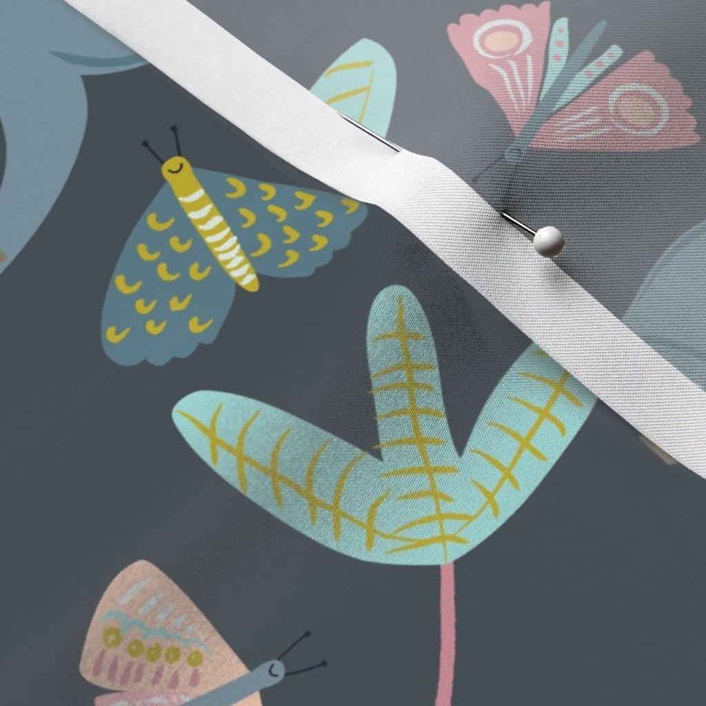 Spoonflower Fabric - Sloth Jungle Dark Butterfly Cute Animals Nature Gender Neutral Printed on Satin Fabric by The Yard - Sewing Lining Apparel Fashion Blankets Decor