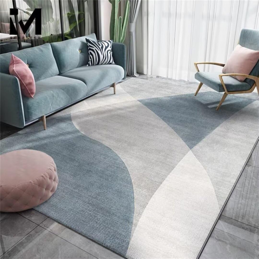 Tapis anti dérapant bleu 60x90cm pour une décoration de salon simple et moderne