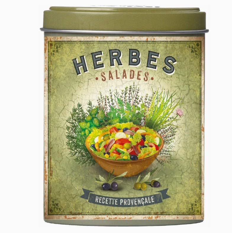 Esprit Provence, Herbes Salades (French Provence Herb Blend for Salads) in Decorative Tin, Imported