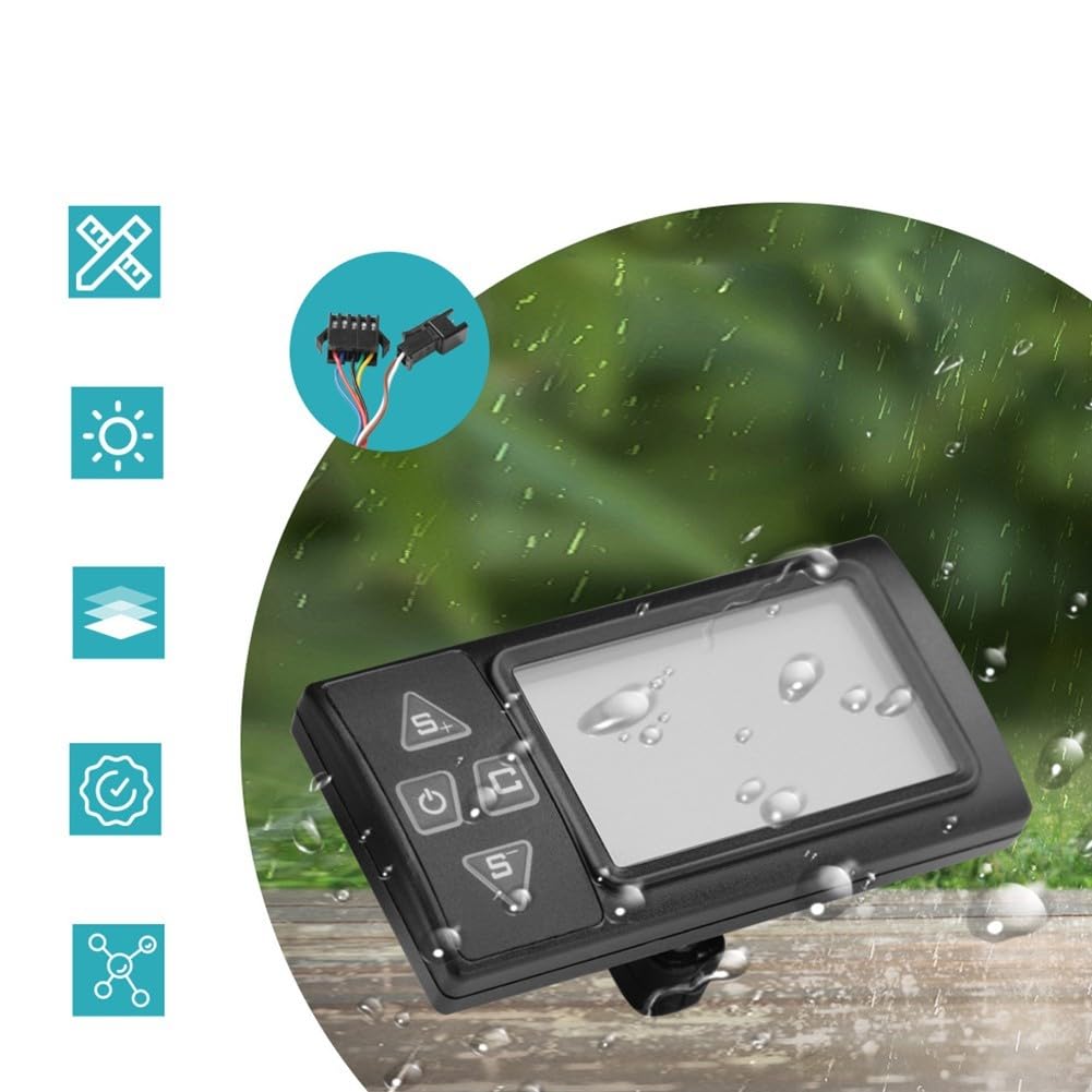 Écran LCD pour vélo électrique 24 V 36 V 48 V avec câble 5 broches et ligne lumineuse, construction ABS