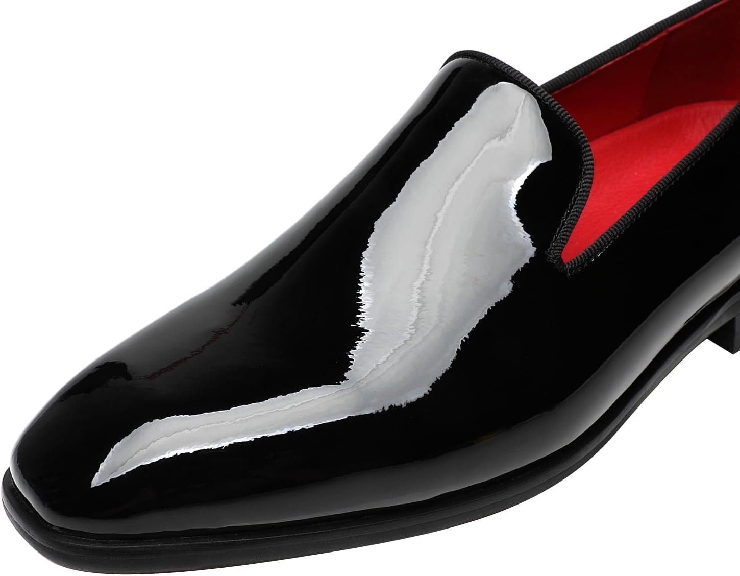 ELANROMAN Men's Patent Leather Loafers Wedding Party Prom Shoes - Image 4