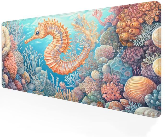 Tapis de souris grand format hippocampe pour décorer votre bureau
