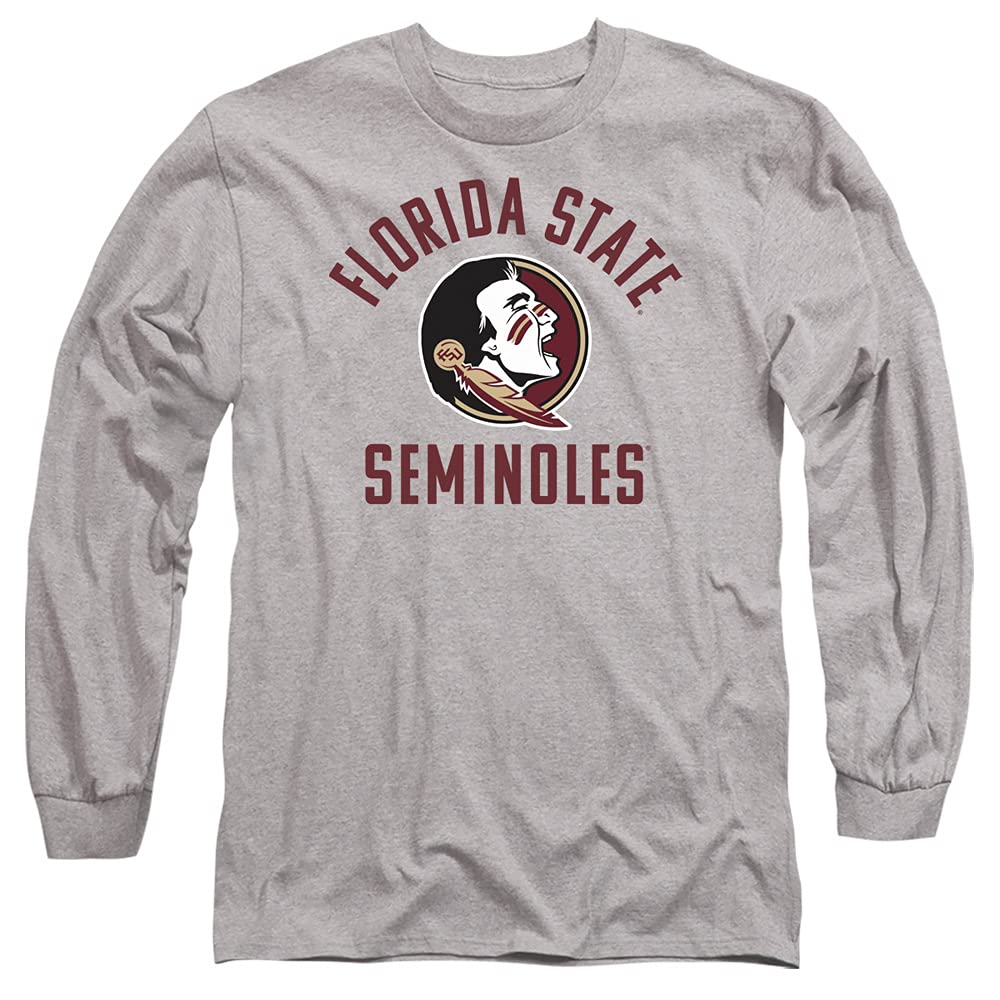 Florida State University Official Seminoles Logo Unisex Adult Long-Sleeve T Shirt,Athletic Heather, Large