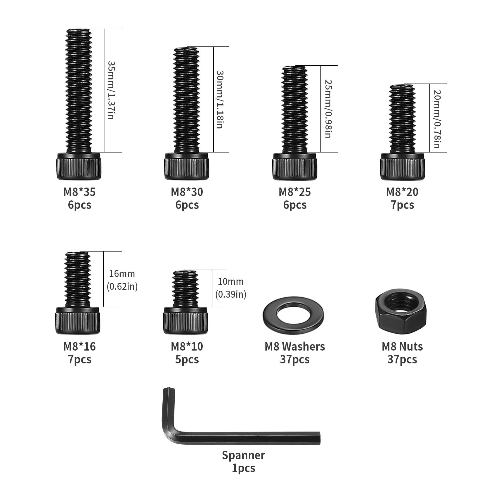 Set 112 Pezzi Viti E Dadi M8 - Testa Esagonale, Con Rondelle E Chiave Inclusa - Foto 10