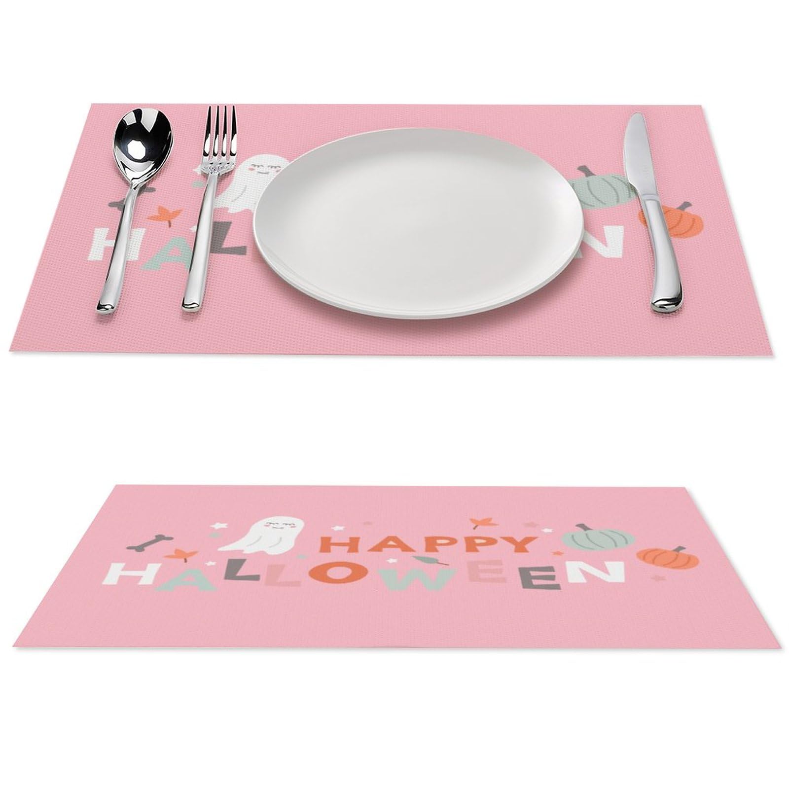 Happy Halloween Placemats Set of 4 PCS Washable Table Runner 18" X 12" Place Mats for Kitchen Party Dining Decoration