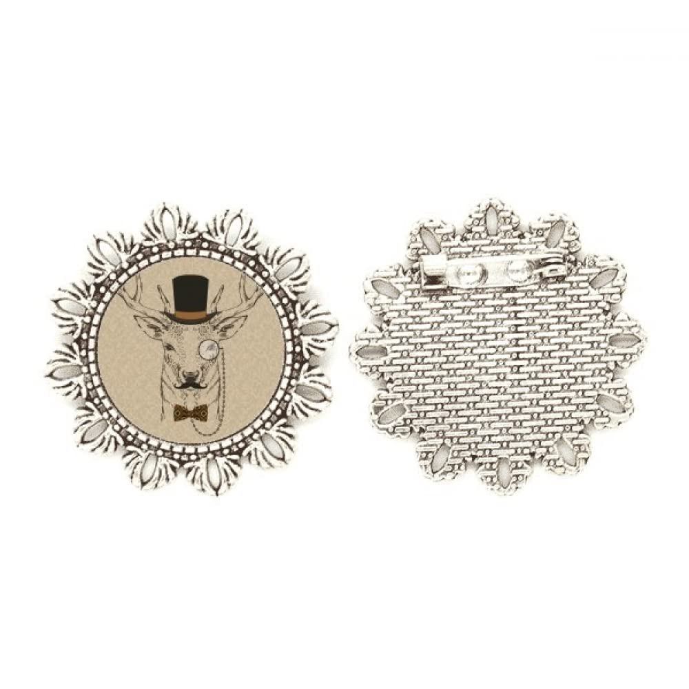 Broche de ciervo plateado estilo británico para solapa talla medium 4