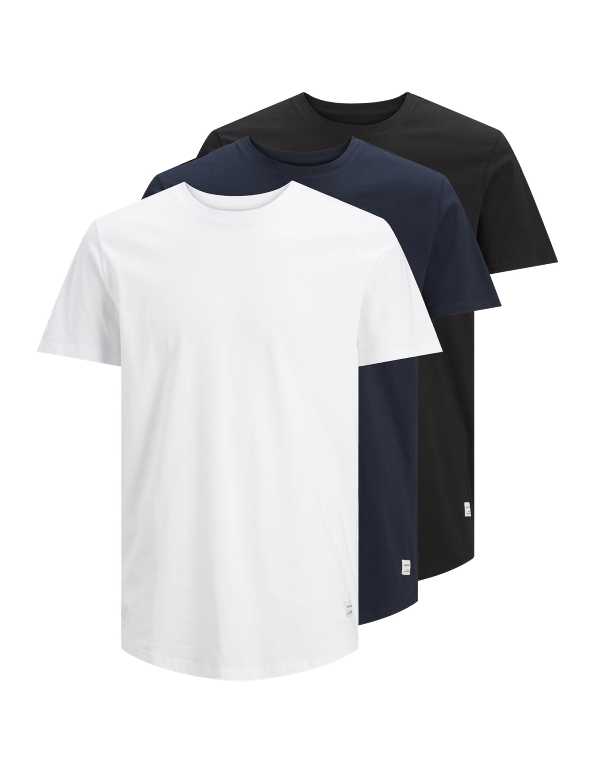 JACK & JONES Mens Jjenoa Tee Crew Neck 3pk Mp T-Shirt, White - Navy - Black, M UK