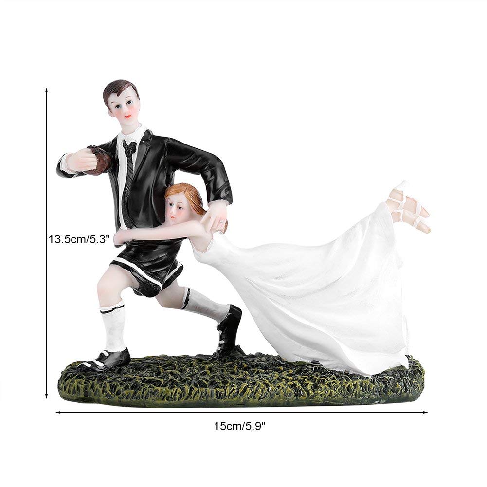 Bride and Groom Cake Topper, Wedding Cake Topper Mr and Mrs Resin Figurine Bride and Groom Figurines Couple for Wedding Cake Decoration - Image 4