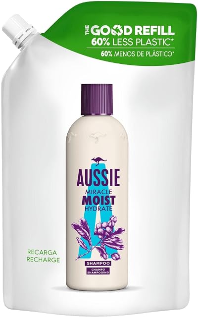 Aussie Miracle Moist Silicone-free Shampoo for Dry, Damaged Hair in a Refill Pouch, Sustainable Gift Set with 60% Less Plastic, 480 ml