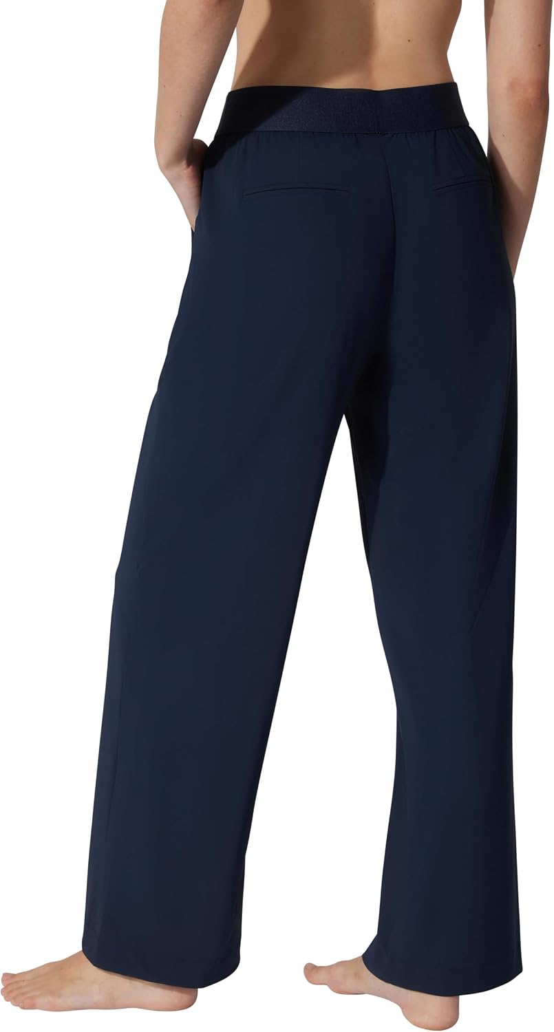 90 Degree By Reflex Womens Pant Warp Wide Leg Lightweight Trouser Elastic Work Pant with Pockets