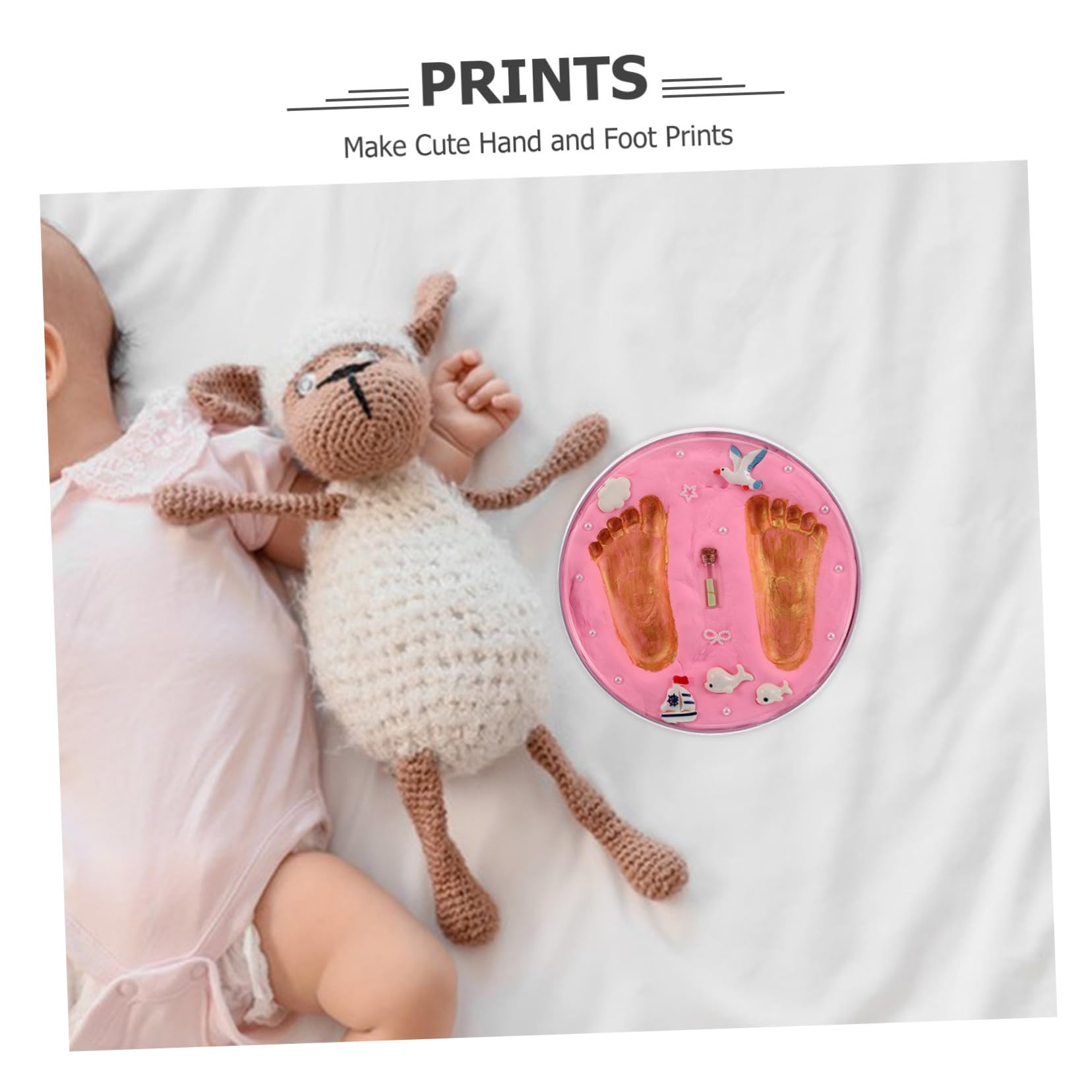 Kit de Huellas de Manos y Pies para Ñiño, Recuerdo Rosa de Arcilla, Fácil de Usar, Adecuado para Recién Nacidos y Baby Shower