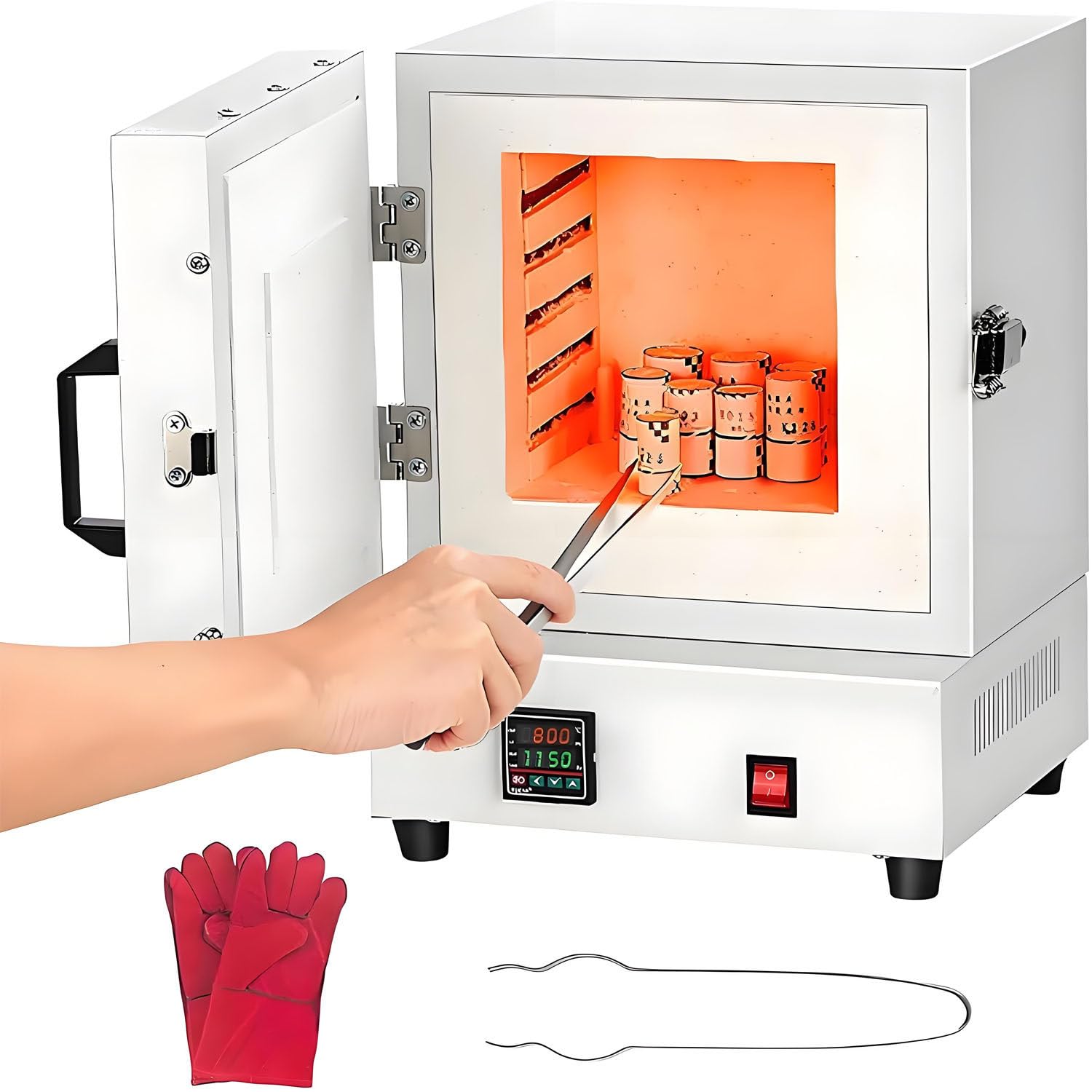 UORDBY 2000w Electric Ceramic, Laboratory Muffle Furnace, Electric Kiln 1150℃ Metal Melting Furnace, for Jewelry Making, Metal Casting, Pottery Glazing & DIY Projects