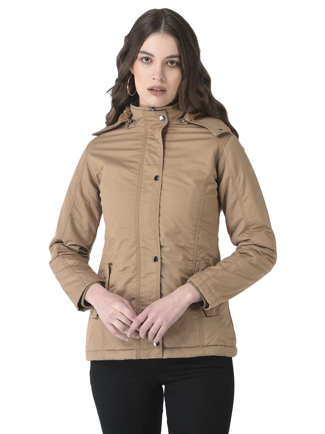 crimsoune club Women Beige Buttoned Overcoat-picture-40