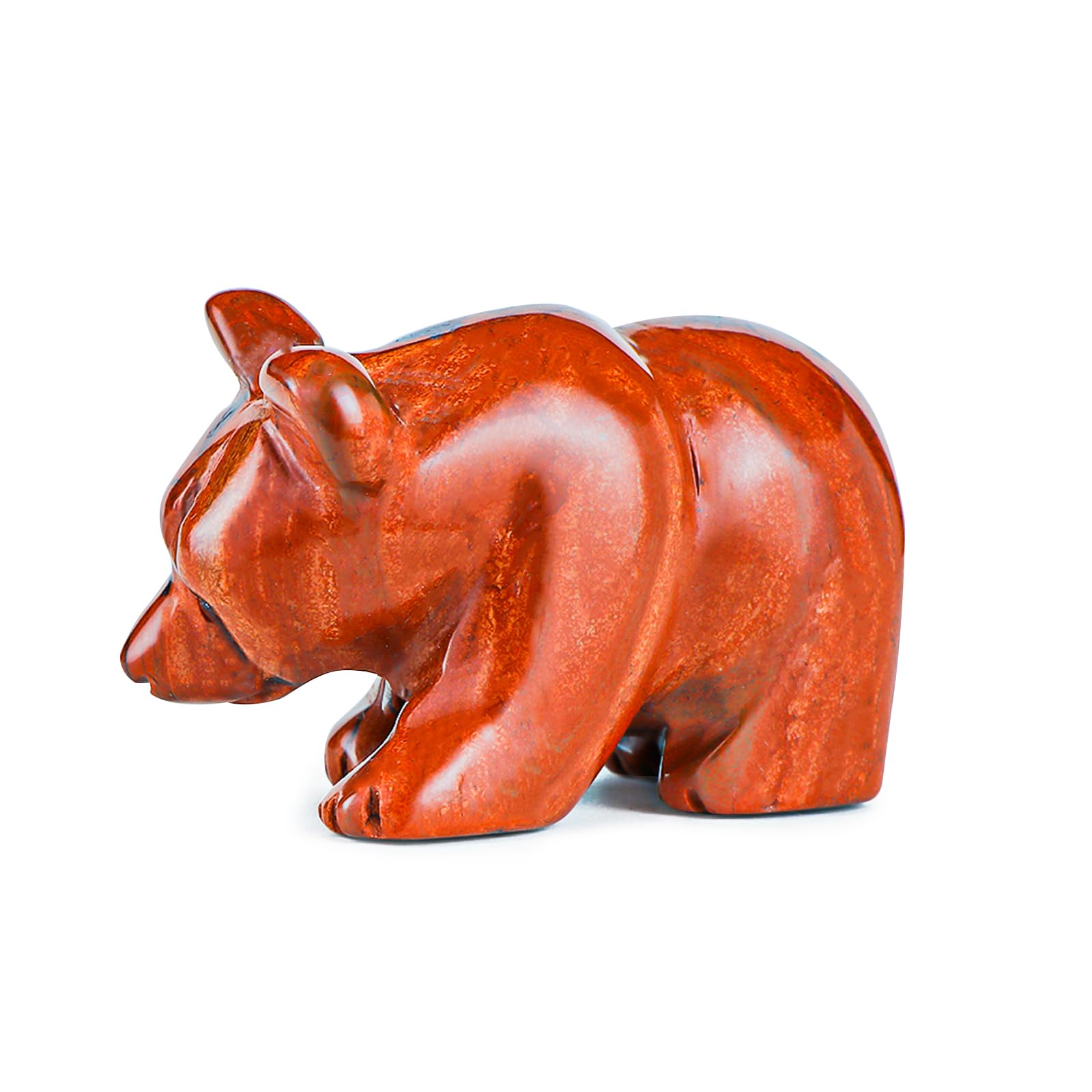 Hxswkk 2" Red Jasper Crystal Bear Figurine Gifts for Hand Carved, Gemstone for Office Bear Statues Home Decor
