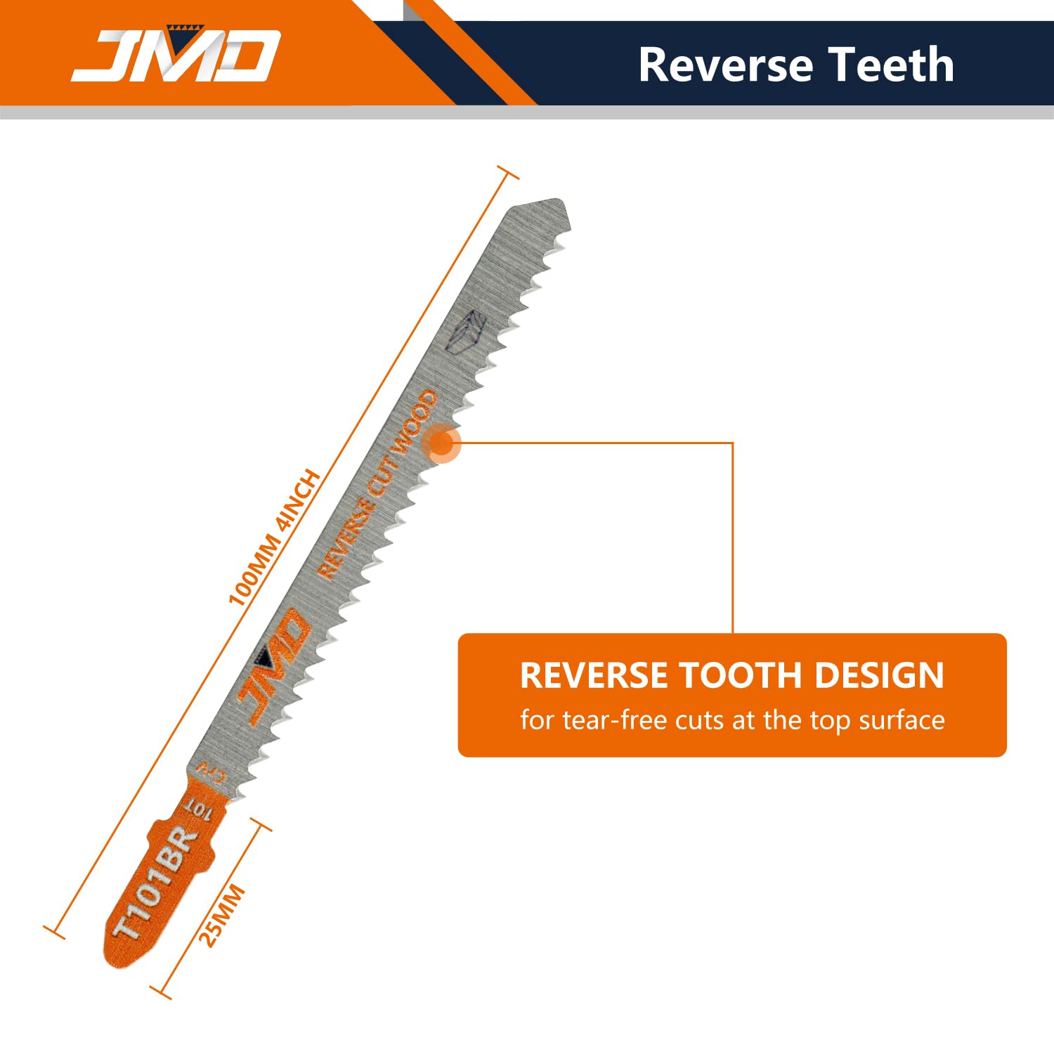 JMD 30 x T101BR Hoja de sierra caladora para madera con corte hacia atrás 100mm 10TPI Hojas de sierra caladora para madera Accesorios para sierra caladora