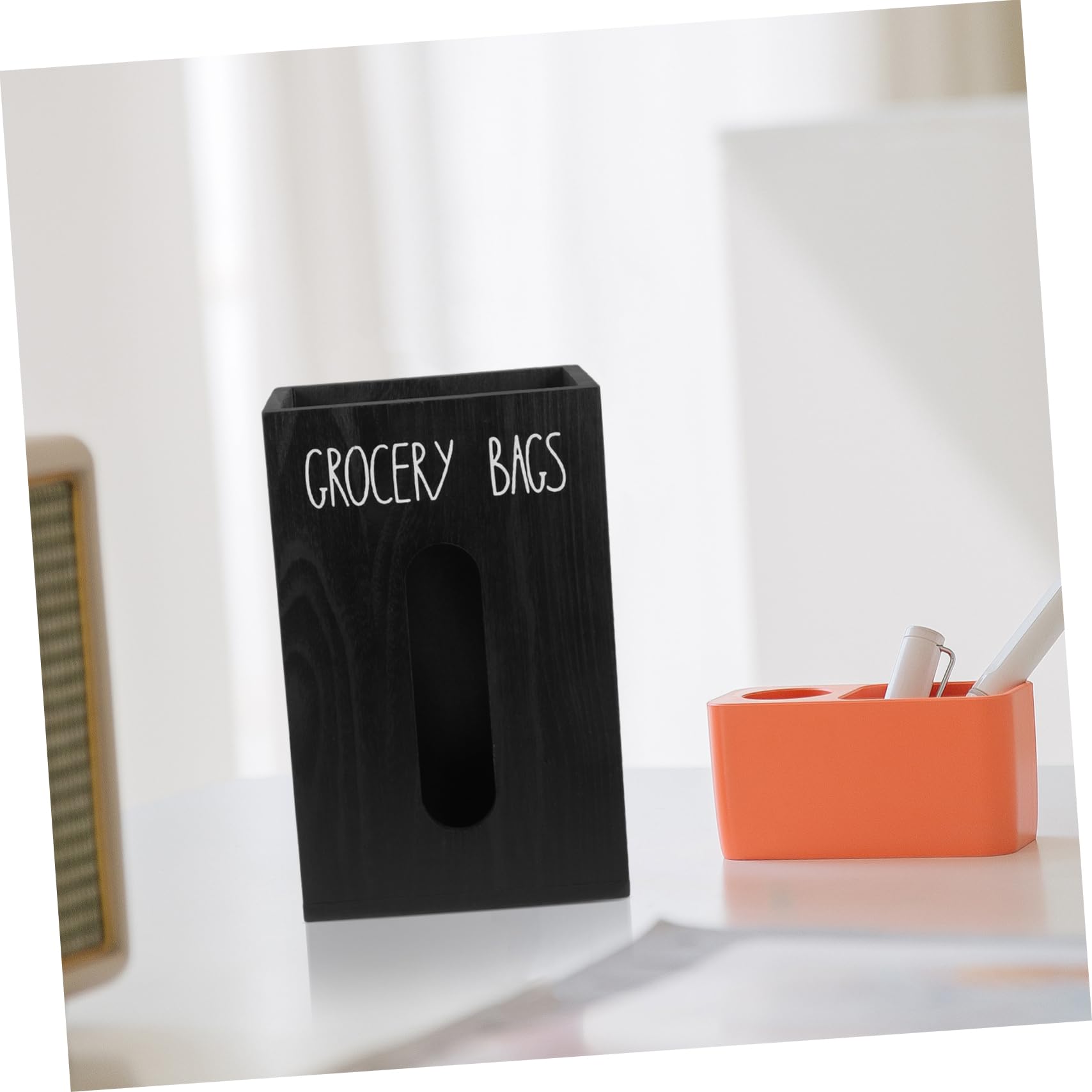 LABRIMP Dispensador De Bolsas De Basura De Madera Rústico Porta Bolsas De Basura Negro para Cocina Encimera Organizador De Almacenamiento